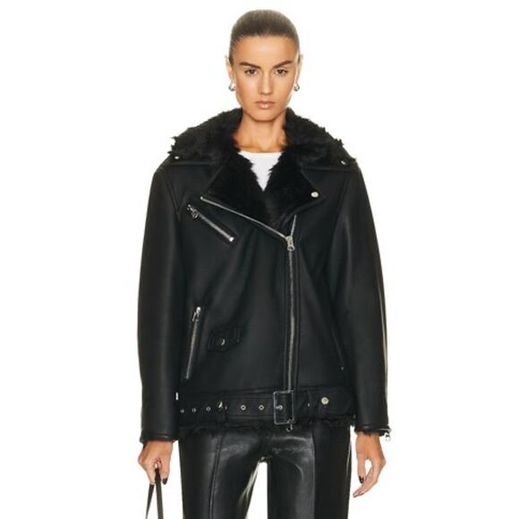 STAND STUDIO Carrie Faux Shearling Biker Jacket EU36/US4 - Picture 1 of 9